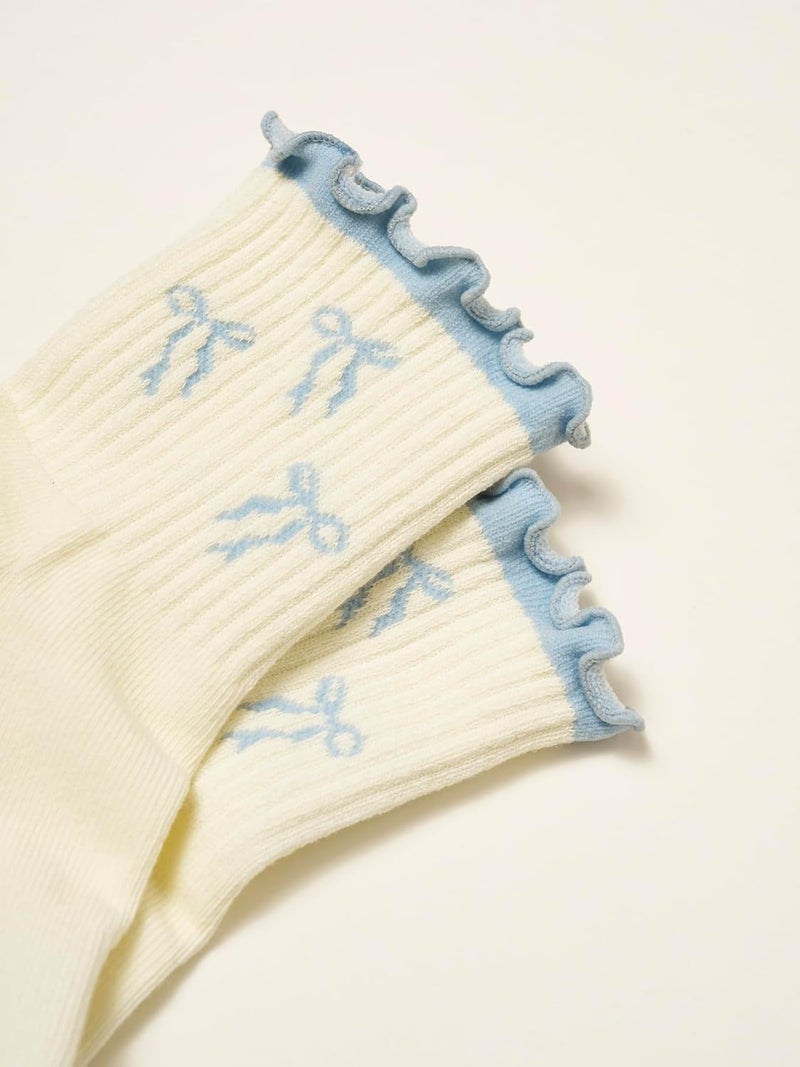 Shapes Studio Crew Half Calf Grip Socks, Cutest Fruits Pilates Socks, Ruffle socks, Non-Slip, Barre Yoga Fitness - Image 2